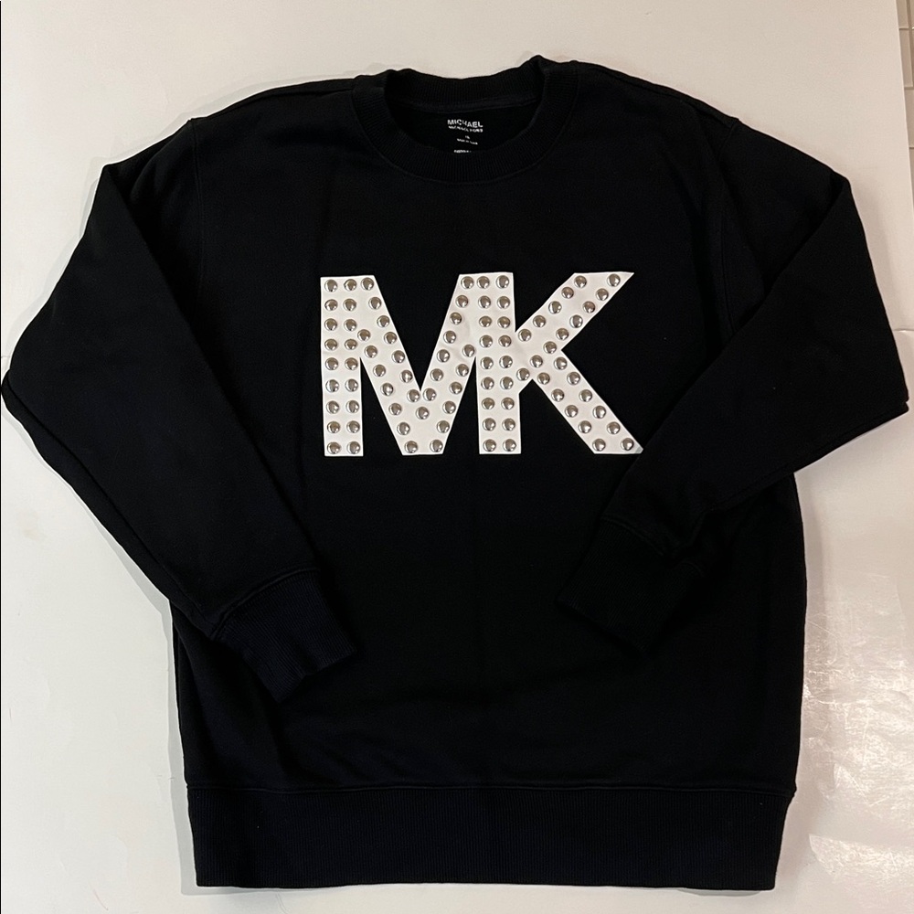 Michael Kors Women’s Black Crewneck Sweater with MK Logo in size x-small